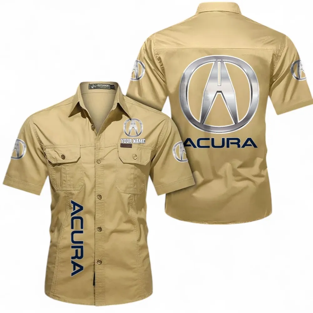 High-End Car Men's Classic Short Sleeve Shirt, Custom Name CAR392 - Khaki