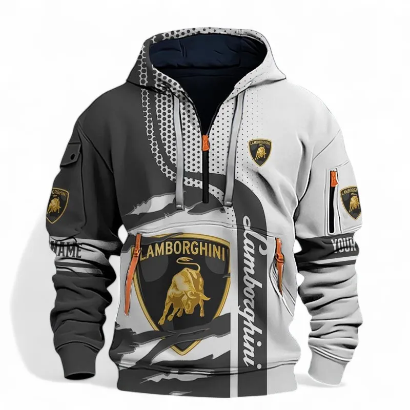 High-Performance Coupe Hoodie Half Zip 3D, Street-Ready Casual Hoodie For Car Lovers CAR396 - Black