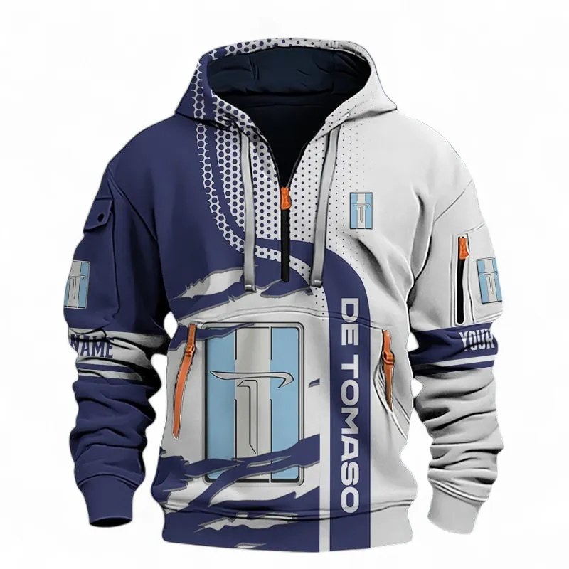 High-Performance GT Hoodie Half Zip 3D, Comfortable Daily Hoodie For Car Lovers CAR396 - Blue