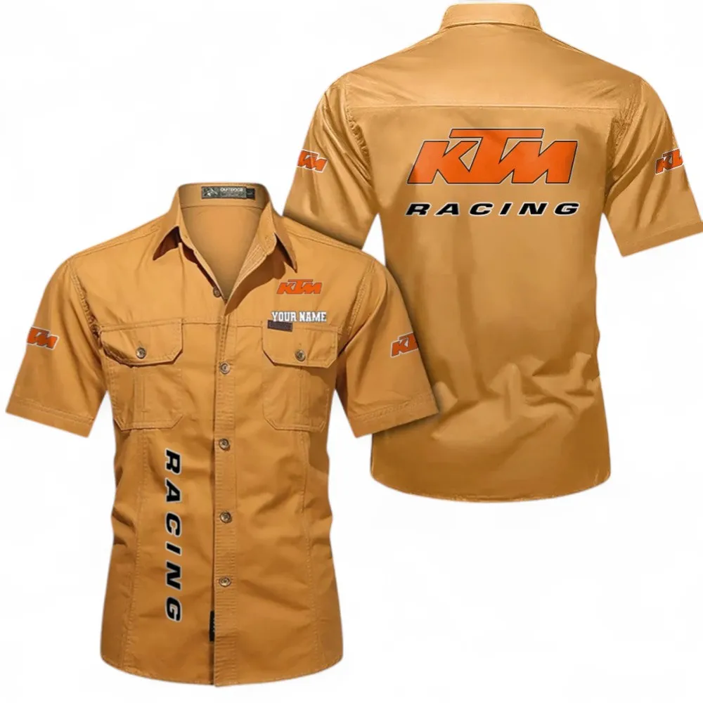 High-Performance Off-Roader Men's Short Sleeved Cotton Shirt, Custom Name CAR392 - Turmeric