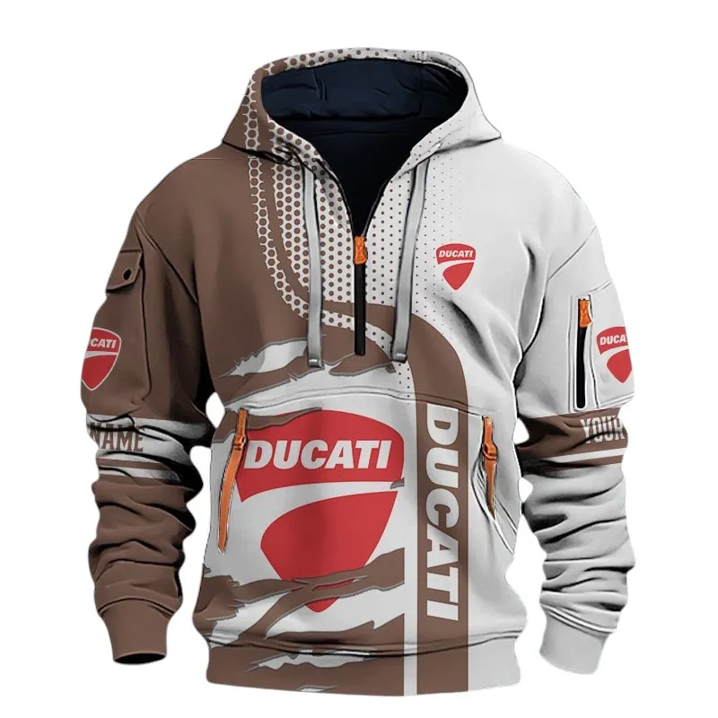 High-Speed Roadster Hoodie Half Zip 3D, Lightweight Streetwear Hoodie For Car Lovers CAR398 - Brown