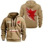 Hoodie Half Zipper Exclusive Logo Gift For Dual-Sport Motorbike Enthusiasts CAR170 - Khaki