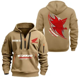 Hoodie Half Zipper Exclusive Logo Gift For Dual-Sport Motorbike Enthusiasts CAR170 - Khaki