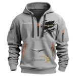 Hoodie Half Zipper Exclusive Logo Gift For Touring Bike Enthusiasts CAR113 - Gray