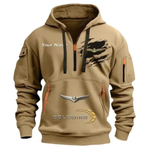 Hoodie Half Zipper Exclusive Logo Gift For Dual-Sport Motorbike Enthusiasts CAR113 - Khaki