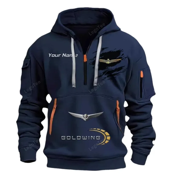 Hoodie Half Zipper Exclusive Logo Gift For Street Racer Enthusiasts CAR113 - Navy