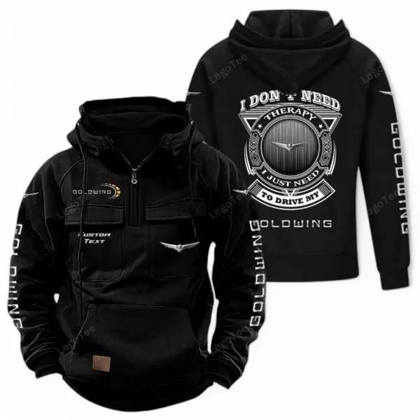 Two-Wheeler Tactical Quarter Zip Hoodie, Exclusive Logo Hoodie For Car Enthusiasts CAR106 - Black