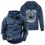 Sport Bike Tactical Quarter Zip Hoodie, Exclusive Logo Hoodie For Car Enthusiasts CAR106 - Dark Blue