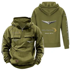 Motorcycle Tactical Quarter Zip Hoodie, Exclusive Logo Hoodie For Car Enthusiasts CAR960 - Army Green
