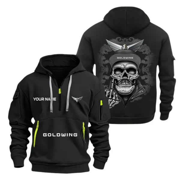 Hoodie Half Zipper Exclusive Logo Gift For Heritage Ride Enthusiasts CAR166 - Black