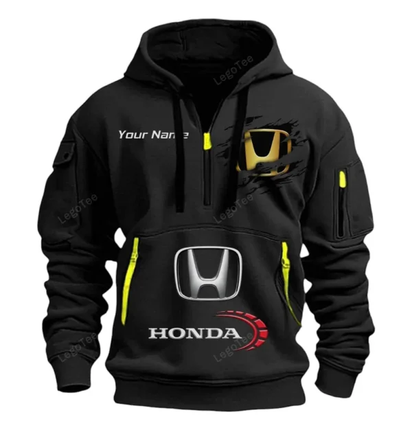 Hoodie Half Zipper Exclusive Logo Gift For Dual-Sport Motorbike Enthusiasts CAR113 - Black