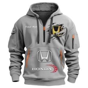 Hoodie Half Zipper Exclusive Logo Gift For Touring Bike Enthusiasts CAR113 - Gray