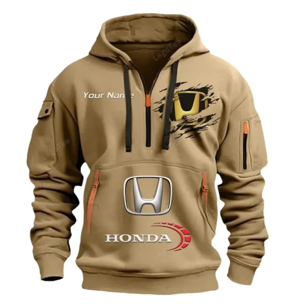 Hoodie Half Zipper Exclusive Logo Gift For Off-Road Bike Enthusiasts CAR113 - Khaki