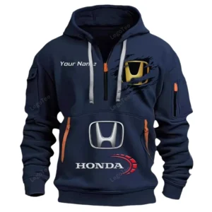 Hoodie Half Zipper Exclusive Logo Gift For Touring Bike Enthusiasts CAR113 - Navy