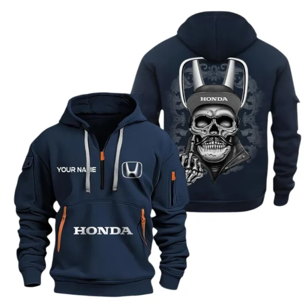 Hoodie Half Zipper Exclusive Logo Gift For Small Sedan Enthusiasts CAR166 - Navy