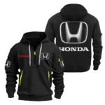 VTEC Power Auto Hoodie Half Zipper, Exclusive Logo Hoodie For VTEC Power Auto Enthusiasts CAR200 - Black