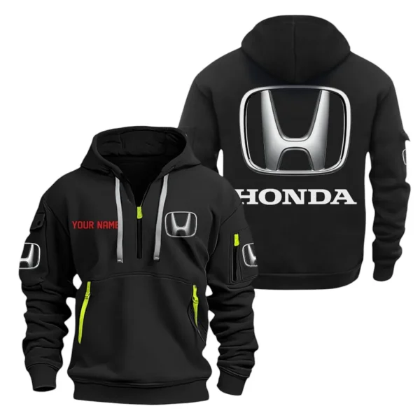 VTEC Power Auto Hoodie Half Zipper, Exclusive Logo Hoodie For VTEC Power Auto Enthusiasts CAR200 - Black