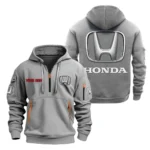 Dual-Sport Motorbike Hoodie Half Zipper, All Over Print Hoodie Gift For Dual-Sport Motorbike Enthusiasts CAR200 - Gray