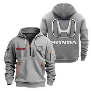 Dual-Sport Motorbike Hoodie Half Zipper, All Over Print Hoodie Gift For Dual-Sport Motorbike Enthusiasts CAR200 - Gray