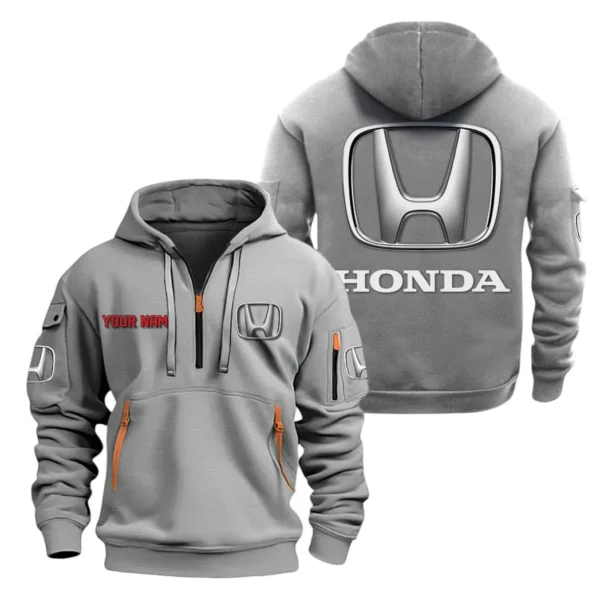 Dual-Sport Motorbike Hoodie Half Zipper, All Over Print Hoodie Gift For Dual-Sport Motorbike Enthusiasts CAR200 - Gray