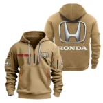 Mid-Size Auto Hoodie Half Zipper, All Over Print Hoodie Gift For Mid-Size Auto Enthusiasts CAR200 - Khaki