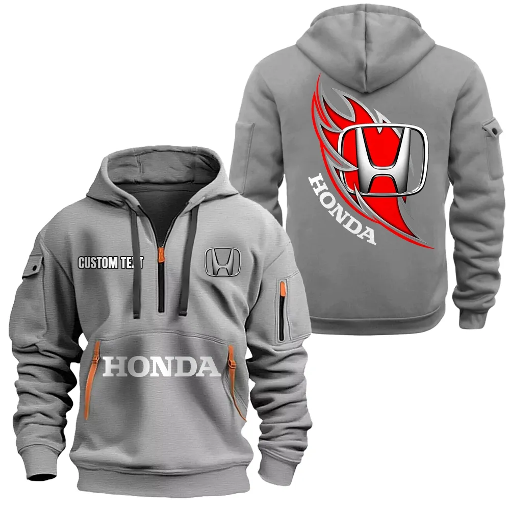 Hoodie Half Zipper Exclusive Logo Gift For Touring Bike Enthusiasts CAR170 - Gray