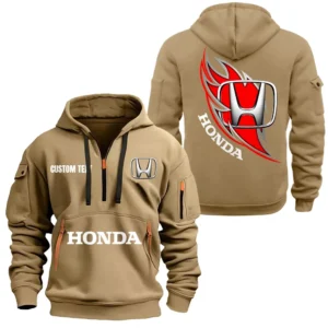 Hoodie Half Zipper Exclusive Logo Gift For Mid-Size Auto Enthusiasts CAR170 - Khaki