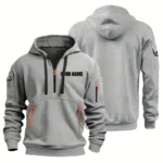 Hoodie Half Zipper Custom Name CLE11082925352 - Gray