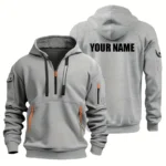 Hoodie Half Zipper Custom Name CLE11082925356 - Gray