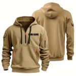 Hoodie Half Zipper Custom Name CLE11082925353 - Khaki