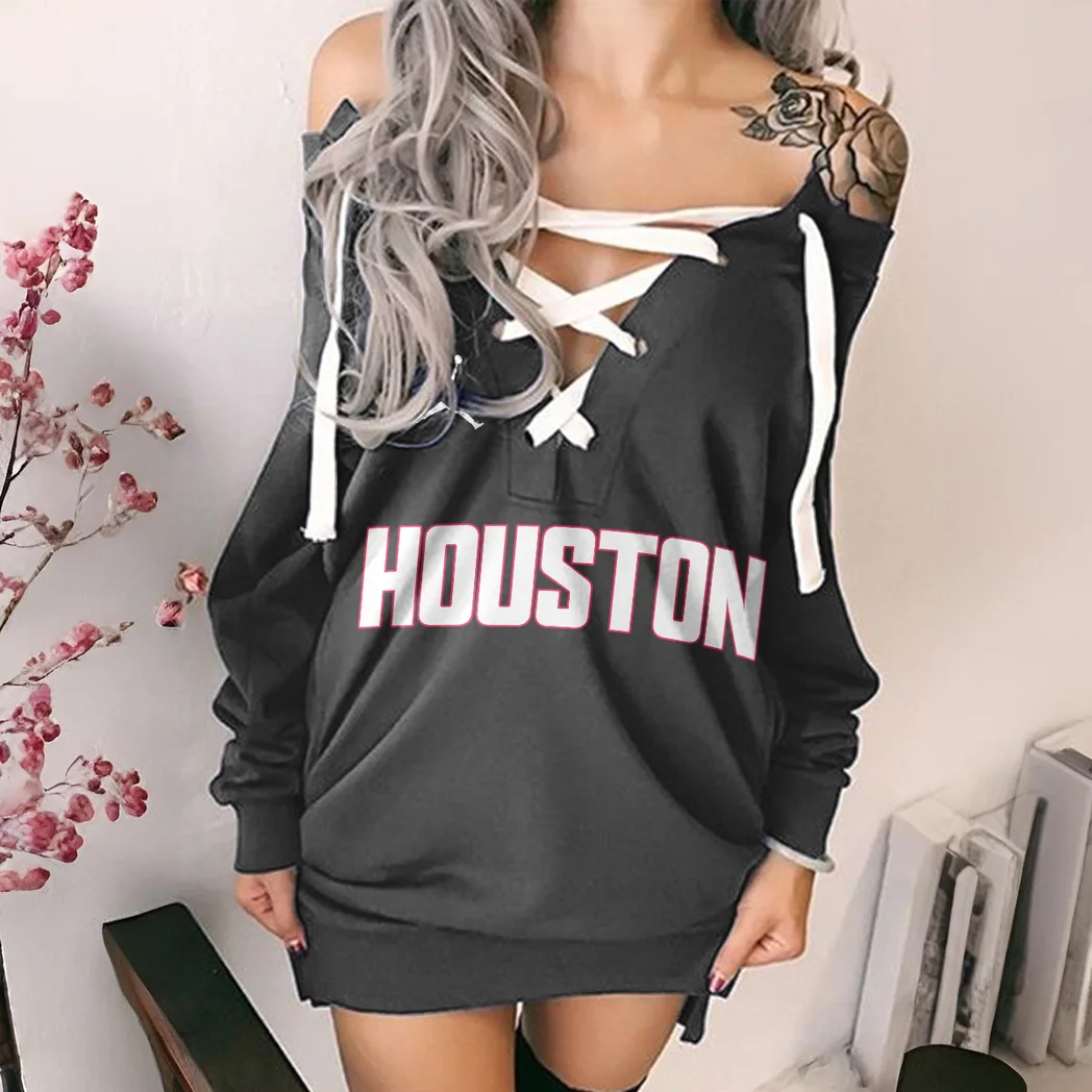 Hoop Family Nation Lace-Up Sweatshirt For Women, Fashion-Forward Hoodie Dress HVN1277