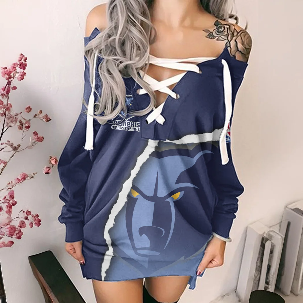 Hoop Passion Nation Lace-Up Sweatshirt For Women, Chic Everyday Hoodie Dress HVN1273