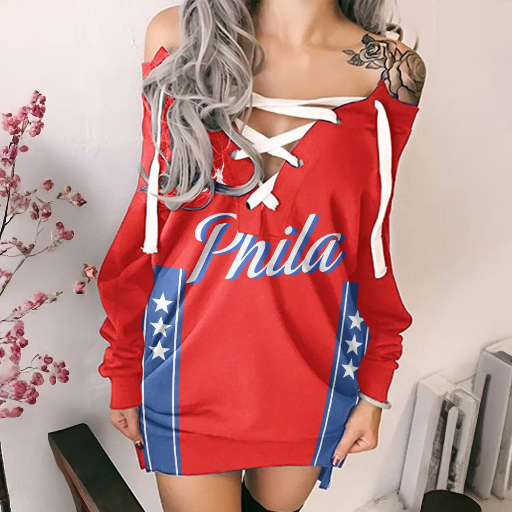 Hoop Passion Nation Lace-Up Sweatshirt For Women, Fashion-Forward Hoodie Dress HVN1277