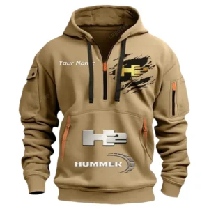 Hoodie Half Zipper Exclusive Logo Gift For Heavy-Duty 4x4 Enthusiasts CAR113 - Khaki