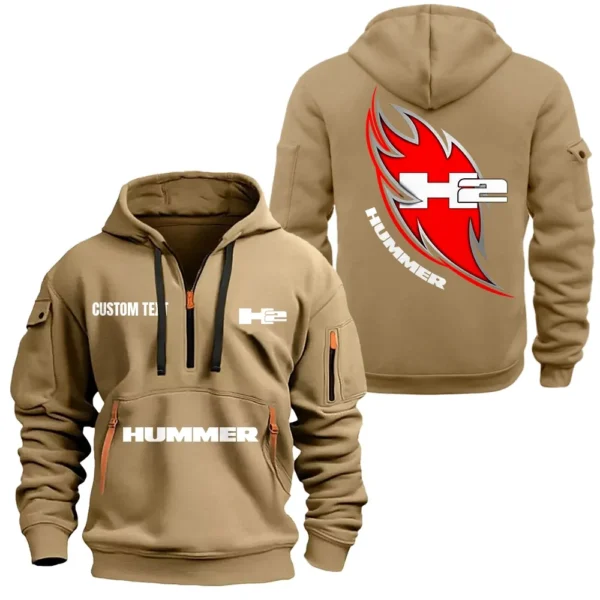 Hoodie Half Zipper Exclusive Logo Gift For Military-Style Vehicle Enthusiasts CAR170 - Khaki