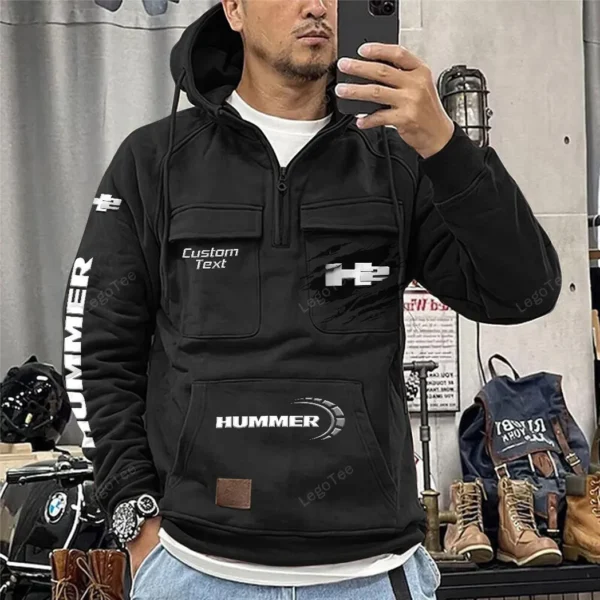 Heavy-Duty 4x4 Tactical Quarter Zip Hoodie, Exclusive Logo Hoodie For Car Enthusiasts CAR122 - Black - Image 2