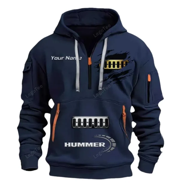 Hoodie Half Zipper Exclusive Logo Gift For Rugged Utility Auto Enthusiasts CAR113 - Navy