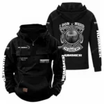 All-Terrain Truck Tactical Quarter Zip Hoodie, Exclusive Logo Hoodie For Car Enthusiasts CAR106 - Black