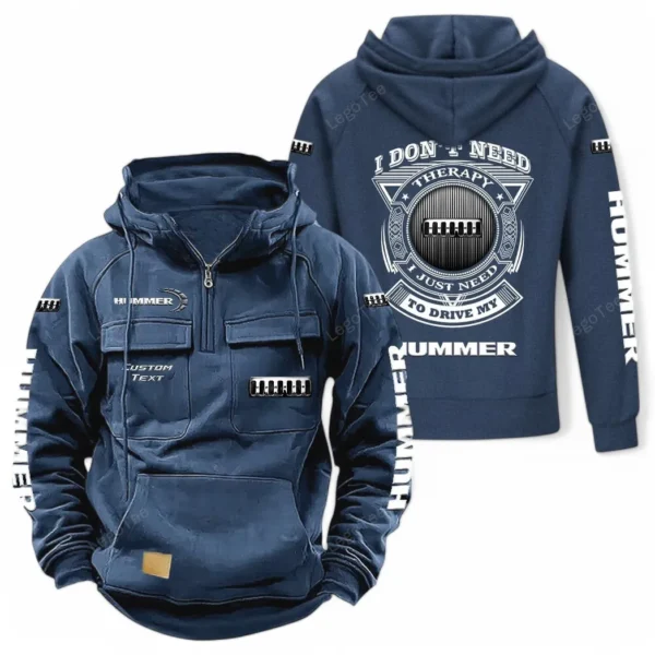 Rugged Utility Auto Tactical Quarter Zip Hoodie, Exclusive Logo Hoodie For Car Enthusiasts CAR106 - Dark Blue