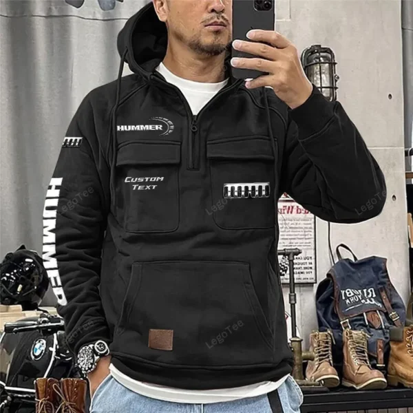 Large Off-Road Vehicle Tactical Quarter Zip Hoodie, Exclusive Logo Hoodie For Car Enthusiasts CAR960 - Black - Image 2