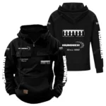 Large Off-Road Vehicle Tactical Quarter Zip Hoodie, Exclusive Logo Hoodie For Car Enthusiasts CAR960 - Black