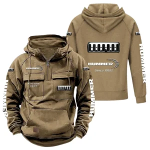 Heavy-Duty 4x4 Tactical Quarter Zip Hoodie, Exclusive Logo Hoodie For Car Enthusiasts CAR960 - Khaki