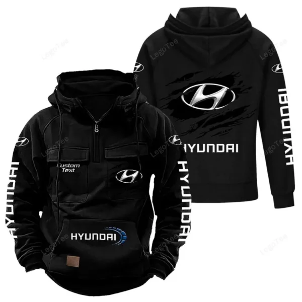 Adventure-Ready Vehicle Tactical Quarter Zip Hoodie, Exclusive Logo Hoodie For Car Enthusiasts CAR122 - Black