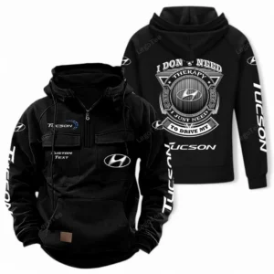 Compact SUV Tactical Quarter Zip Hoodie, Exclusive Logo Hoodie For Car Enthusiasts CAR106 - Black
