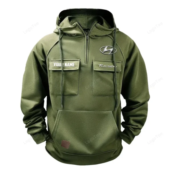 Compact SUV Tactical Quarter Zip Hoodie, Exclusive Logo Hoodie For Car Enthusiasts CAR109 - Army Green