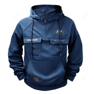 Family SUV Tactical Quarter Zip Hoodie, Exclusive Logo Hoodie For Car Enthusiasts CAR109 - Dark Blue