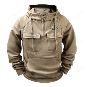 Urban Crossover Tactical Quarter Zip Hoodie, Exclusive Logo Hoodie For Car Enthusiasts CAR109 - Khaki