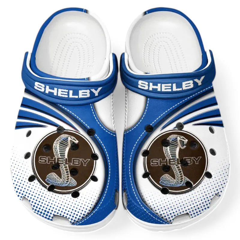 Iconic Pony Car Culture Clog, Stylish All Over Print Lightweight Shoes for Auto Fans and Streetwear Style CAR181 - Blue