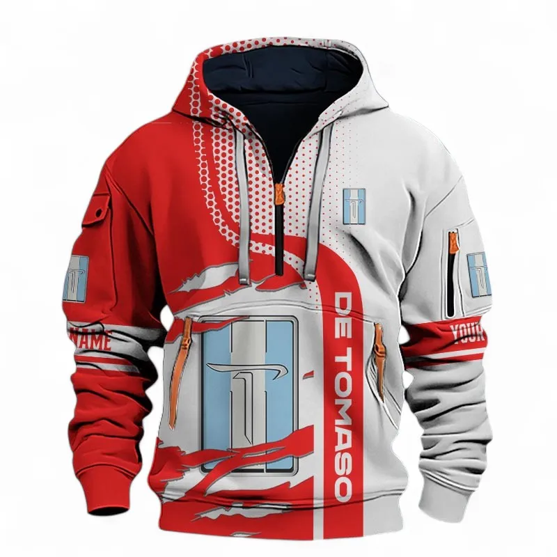 Iconic Road Machine Hoodie Half Zip 3D, Streetwear Casual Outfit For Car Lovers CAR396 - Red