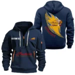 Exclusive Logo Hoodie Half Zipper For Heavyweight Motorcycle Enthusiasts, Gift For Heavyweight Motorcycle Fans CAR170 - Navy